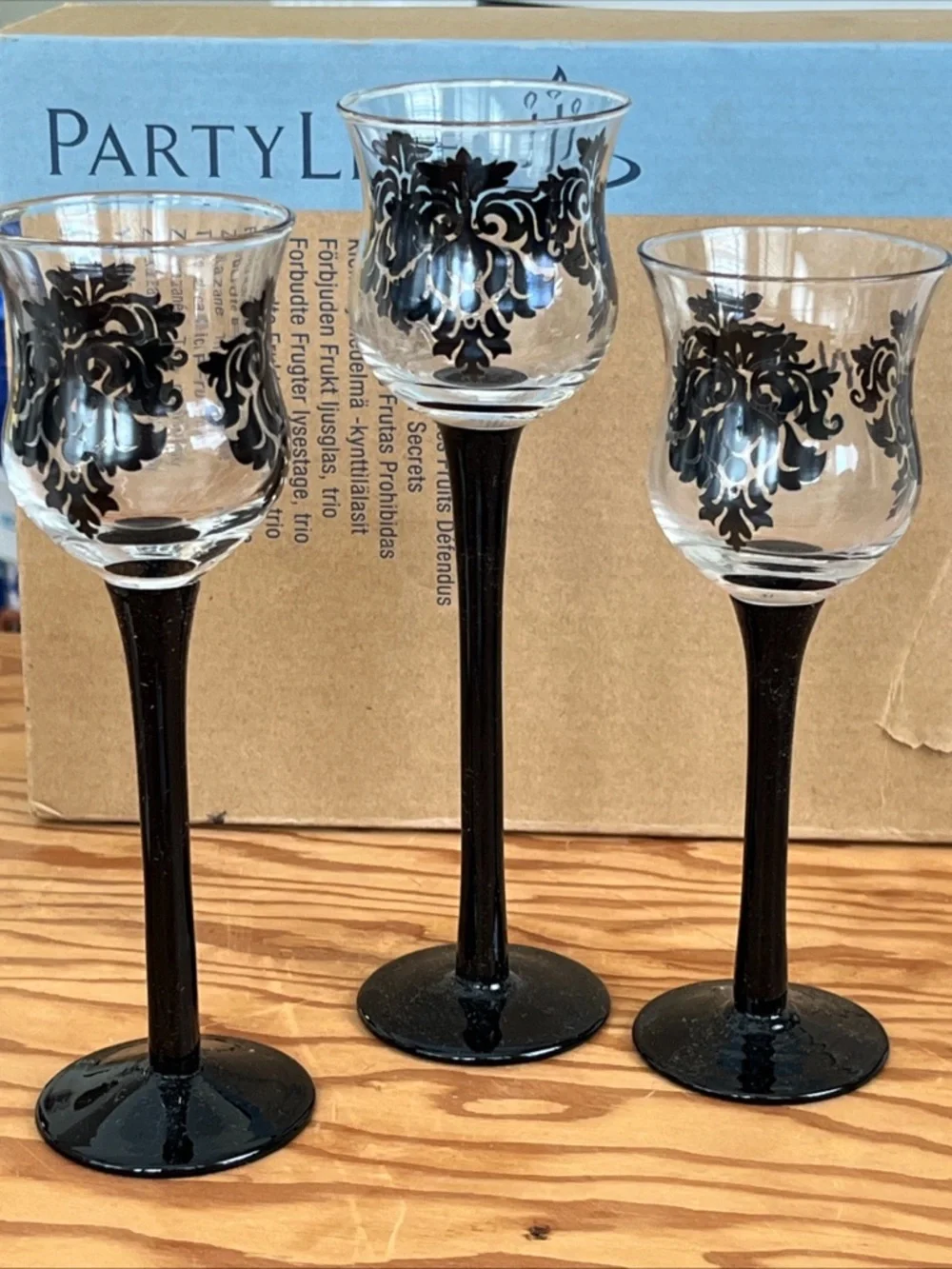 Partylite glass candle holders Forbidden Trio set of 3 - Picture 4 of 4